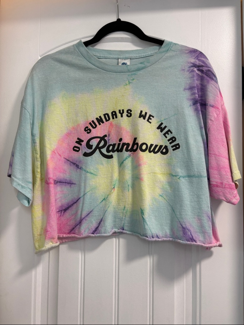 Rainbow Tie-Dye Crop Top - Pastel Multicolor